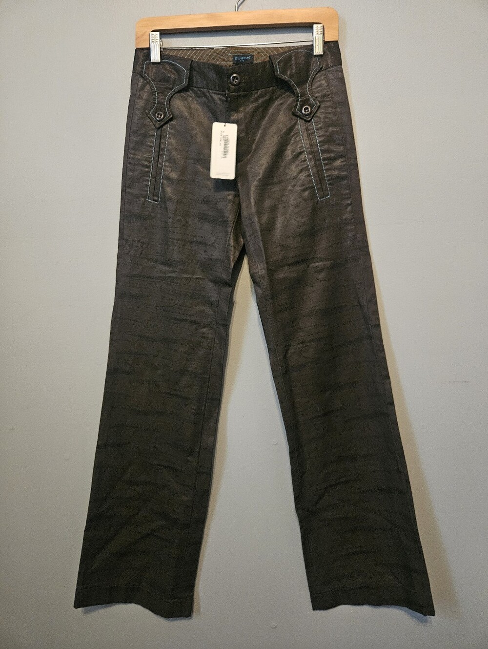 Custo Barcelona NOS Black W Blue stitch Wide Leg Pants Y2K US 0 New Old Stock